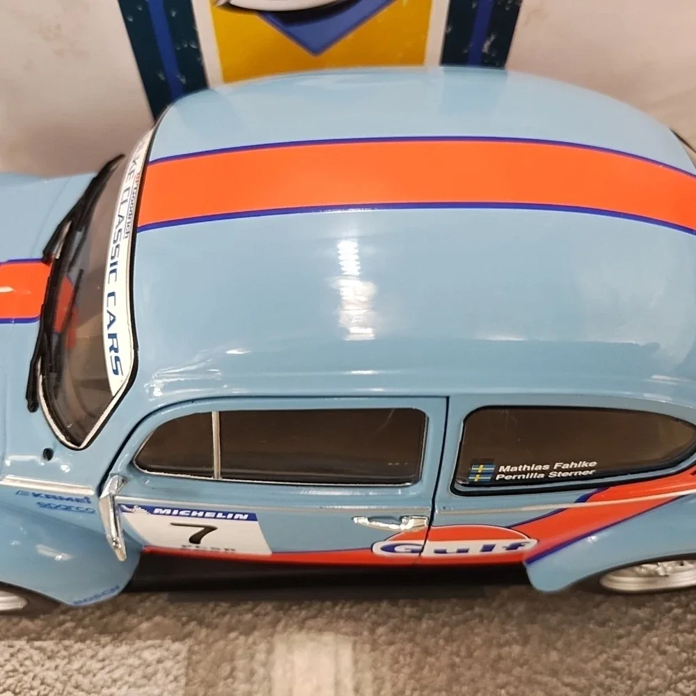 1:18 Solido Diecast Blue Volkswagen Beetle 1303 #7 GULF Rally Cold Balls 2019